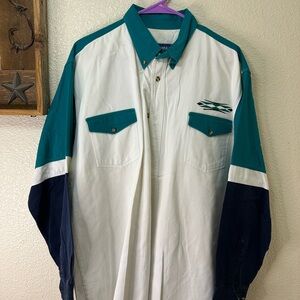 Men's Teal and White Button Down Shirt